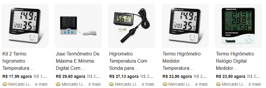 Comparativo de higrômetros digitais ideais para uso em chocadeiras sem controle automático.